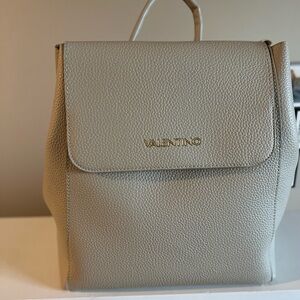 Valentino By Mario Valentino Pebbled Leather Backpack in Light Taupe